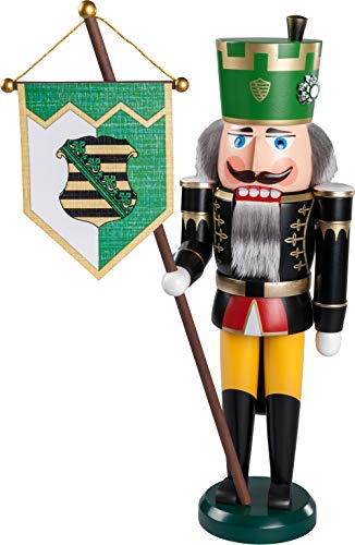 Traditionelle Handwerkskunst – Authentische Nussknackerfigur – Liebhaber von erzgebirgischer Volkskunst. Entdecken Sie den Sächsischen Bergmeister in 38 cm Größe aus dem Erzgebirge von Seiffener Volkskunst.