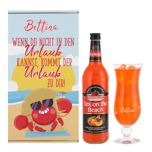 Erlebe den Sommer zu Hause – Sex on The Beach Set für Geburtstage mit graviertem Cocktailglas in Geschenkverpackung von Herz & Heim®