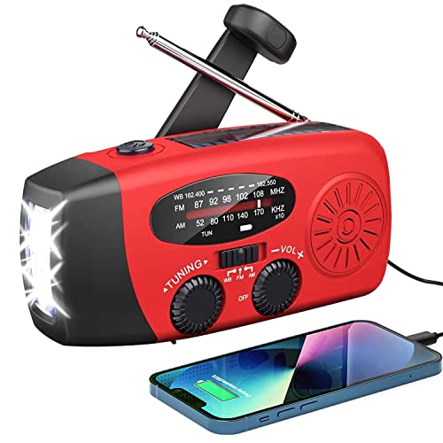 Notfall-Solarradio – Zuverlässige Rettung – Ideal für Outdoor-Abenteurer | Selbstbetriebenes Kurbelradio mit LED-Taschenlampe, SOS-Alarm, AM/FM und 2000mAh Akku für Notladung von Smartphones.
