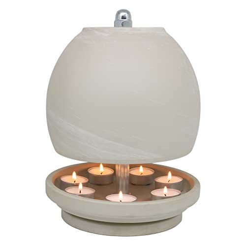 Keramik Teelichtlampe für gemütliche Abende – XXL Größe für mehr Licht & Wärme – Perfekt für Outdoor-Fans – Inklusive 7 Teelichter und Feuerzeug – 7 Jahre Garantie!
