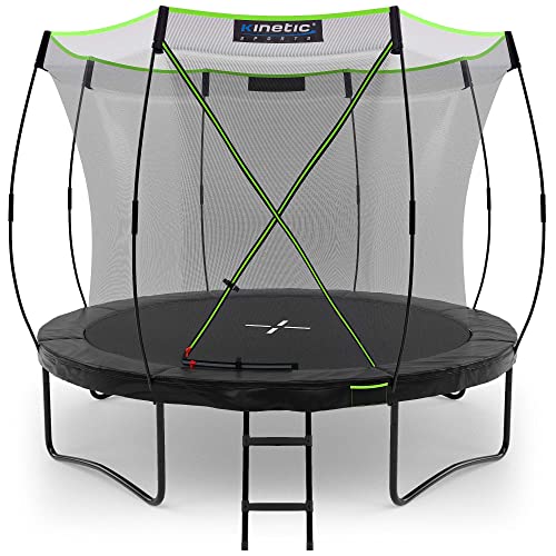 Ultimatives Springvergnügen im Garten: KINETIC SPORTS Premium Outdoor Trampolin 'Ultimate Pro' für Kinder und Erwachsene Ø 244/305/366/427 cm – Kürbis-Design, AirMAXX Sprungtuch, mit Leiter, Fieberglas, bis zu 160 kg.