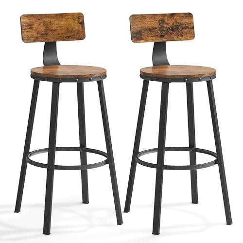 Stilvoll und bequem – VASAGLE Barhocker 2er Set für deine Küche! Robustes Metallgestell, einfache Montage, Sitzhöhe 73 cm, Industrie-Design in vintagebraun-schwarz. Perfekt für moderne Wohnungen und Bars!
