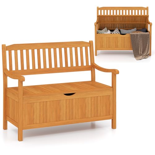 Gemütliche Sitzbank – Mit integriertem Stauraum – Perfekt für Gartenliebhaber und Balkonbesitzer – Robuste Holzbank für 2 Personen – Platzsparende Lösung für Balkon, Terrasse oder Garten.