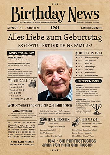 Überrasche mit PRINTALA Geburtstagszeitung – Individuell gestaltet mit deinem Text & Foto | Zeitlose Erinnerung | Perfektes Geschenk für Jubilare (1941)