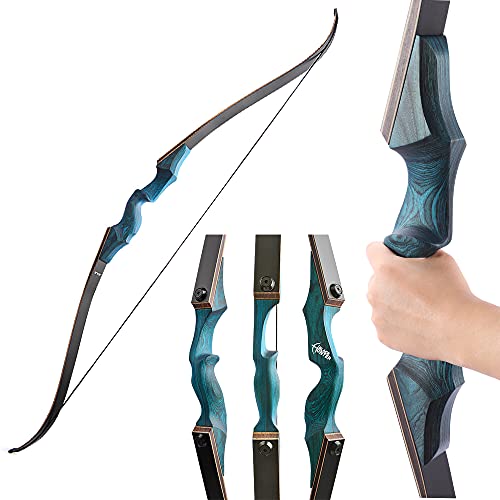 Perfekter Einstieg ins Bogenschießen – 60 Zoll Take Down Recurvebogen für Erwachsene Anfänger | Leichtes Ziehen, präzises Zielen | Ideal für Rechtshand Bogenschützen | Blau, 20 lbs