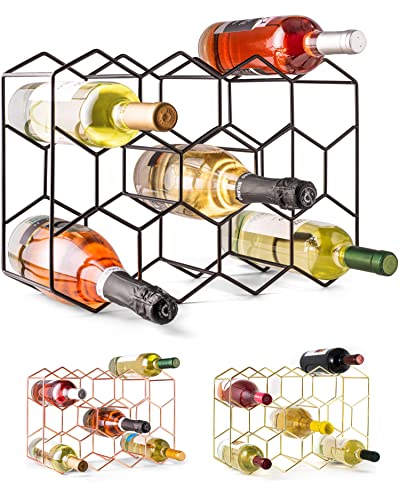 Stilvolles Weinregal für den Tisch – Platzsparend und praktisch – Perfekt für Weinliebhaber und Genießer – Bewahren Sie bis zu 14 Flaschen sicher und griffbereit auf – Keine Montage erforderlich.