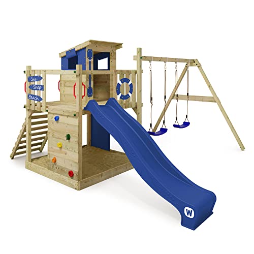 Entdecke den ultimativen Spielspaß im eigenen Garten – Wickey Smart Camp: Spielturm mit Schaukel, Rutsche und Sandkasten für abenteuerlustige Kinder, die gerne draußen spielen!