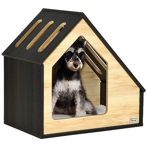 Gemütliche Rückzugsoase – Behagliches Hundehaus mit weichem Kissen | Idealer Schlafplatz für kleine Hunde bis 8 kg | Perfekte Indoor-Katzenhöhle aus langlebigem Holz für entspannte Fellnasen
