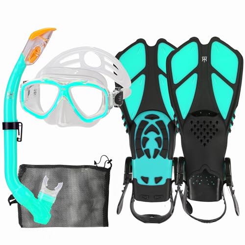 Tauchspaß für kleine Abenteurer – 180° Panorama Taucherbrille & verstellbare Flossen für Kinder | Hochwertiges Schnorchelset mit Dry Top Schnorchel | Perfekt für junge Wasserratten und Entdecker!