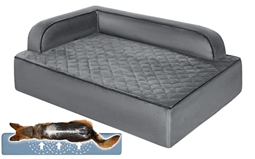 Komfortables Salla Hundebett – Orthopädische Matratze für Haustiere – Waschbarer Bezug – Flauschig & kuschelig – Ideal für Hunde – Hundesofa in Grau – 120 cm x 90 cm