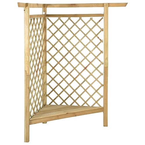 Genießen Sie Ihren Garten in vollen Zügen – vidaXL Eckpergola aus imprägniertem Kiefernholz mit integrierter Bank und Rankgitter. Perfekt für entspannte Stunden im Freien! Ideal für Gartenliebhaber.