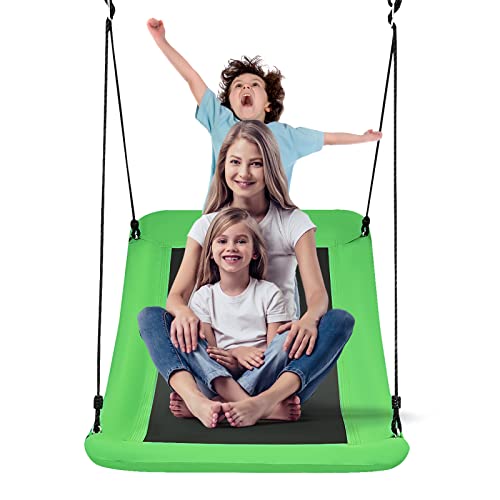 Outdoor Nestschaukel – bis 150kg belastbar – Verstellbares Seil – Für Kinder & Erwachsene – Spaß und Entspannung im Garten – Robuste Hängeschaukel in Grün.