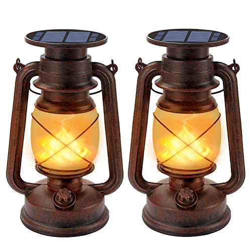 Stimmungsvolle Beleuchtung für Ihren Garten – Vintage Solar Laterne im Retro-Design mit Flammen-Effekt für stimmungsvolle Abende im Freien. Wasserdicht und langlebig. Perfekt für Outdoor-Fans und Gartenliebhaber.