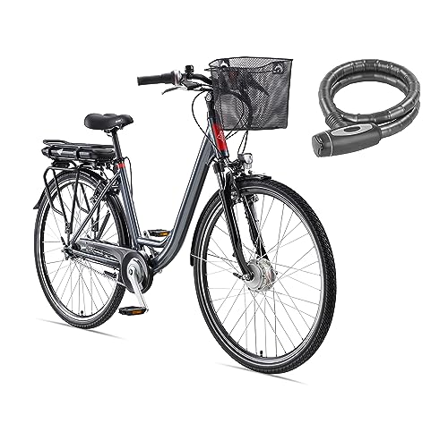 City-EBike – Komfortables Fahrerlebnis für Damen & Herren | 7-Gang Nabenschaltung | Rücktritt | Panzerkabelschloss inklusive | 250 W Frontmotor | 468 Wh Li-Ion-Akku | Telefunken 28 Zoll Elektrofahrrad