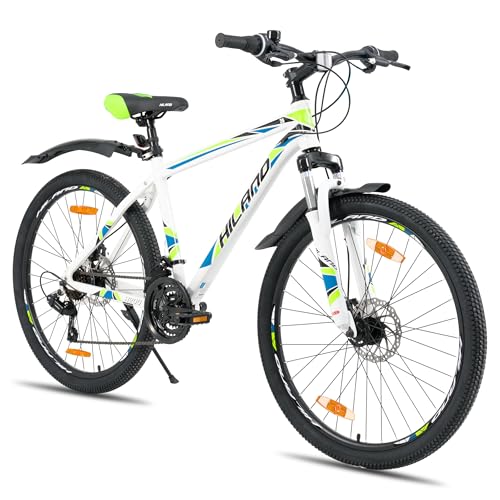 Premium-Mountainbike für Jugendliche – 21-Gang, Aluminiumrahmen, Scheibenbremse – Ideal für abenteuerlustige Outdoor-Fans – Hiland 27,5 Zoll Fahrrad in Weiß, perfekt für actiongeladene Touren durch jedes Gelände.