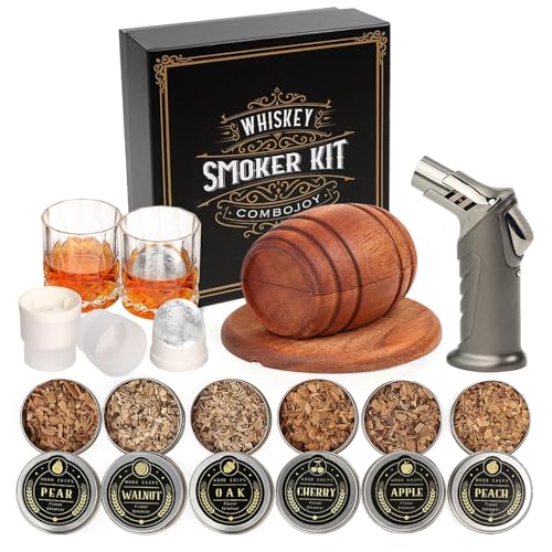 Enhance Your Whiskey Experience – Infuse Smoky Flavors – Perfect for Old Fashioned Drinks – Ideal for Husbands, Boyfriends, and Cocktail Enthusiasts – Complete Smoker Kit with Torch and Accessories.