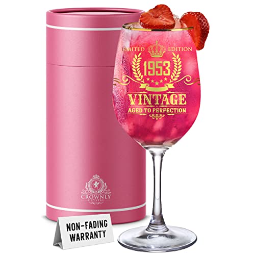 Lustige Weingeschenke für Frauen – Personalisierte Weingläser zum 70. Geburtstag – Ideales Geschenk für Großeltern und Weinliebhaberinnen – Coole und originelle Geschenkideen von Kies®GIFT 1953.