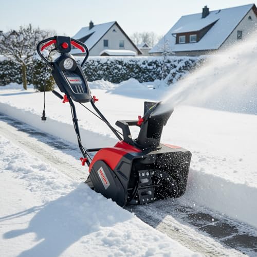 Zuverlässige Schneeräumung leicht gemacht – HECHT Elektro Schneefräse: 2000 Watt Power für 51 cm Breite, LED-Scheinwerfer, 33 cm Höhe und 9 m Auswurfweite. Ideal für Hausbesitzer und Winterliebhaber.
