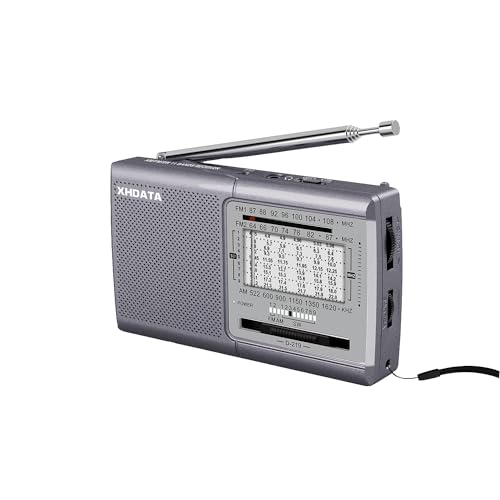 Tragbares MiniRadio – Perfekt für Outdoor-Aktivitäten – Ideal für Camping, Wandern und Haushalt – Batteriebetrieben – UKW/FM/AM Radio – Retro-Design – Grau – von XHDATA D219