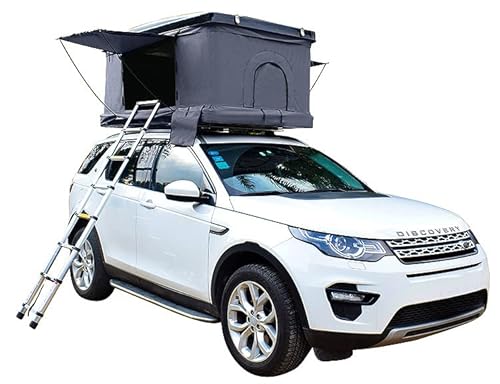Ultimativer Camping-Komfort: Camper´s Delight Autodachzelt – Hartschalen Pkw Dachzelt für 2 Personen – Perfekt für Camping, Festivals und Outdoor-Abenteuer – Mit Anbauzelt und Leiter – Roadtripp Outdoor Box