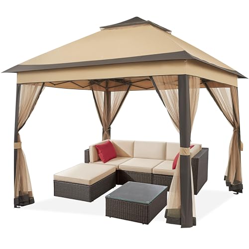 Stabiler und wasserdichter Pop Up Faltpavillon – Perfekt für Gartenpartys und Outdoor-Events – inkl. Moskitonetz Seitenteilen und Tragetasche – für entspannte Stunden im Freien.