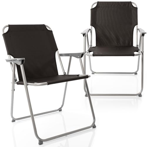 Bequemer Sitz für unterwegs – Robuster Campingstuhl für Outdoor-Abenteurer – Klappbarer Gartenstuhl für Camping und Garten – Bis 120kg belastbar – Schwarz, stabil und faltbar.