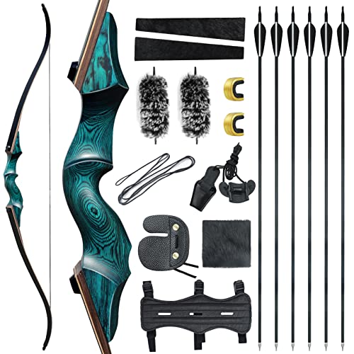 Ultimatives Bogenschießen-Erlebnis – Langlebiger Black Hunter Recurvebogen für Outdoor-Fans – Perfekt für Erwachsene – 60" 20-60 lbs – Inklusive Carbonpfeilen – Ideal für Schießwettbewerbe
