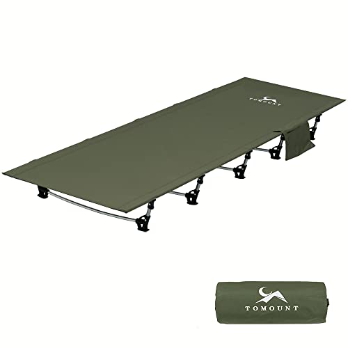 Entspannt schlafen im Freien – TOMOUNT Ultraleichtes Campingbett aus Aluminium | Kompakt, belastbar & einfach aufzubauen | Perfekt für Outdoor-Liebhaber beim Zelten, Wandern, Reisen und am Strand – in Grün