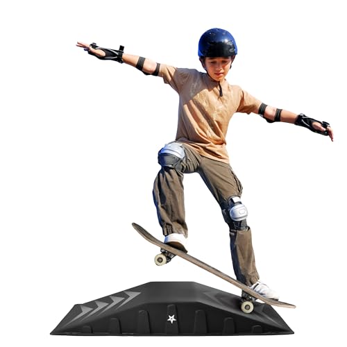 Skateboard-Rampe – Perfekt für coole Tricks – Teenager und Skateboard-Enthusiasten – Praktisch, langlebig, sicher – Schwarz, bis 220 lbs belastbar – Jetzt loslegen und Spaß haben!