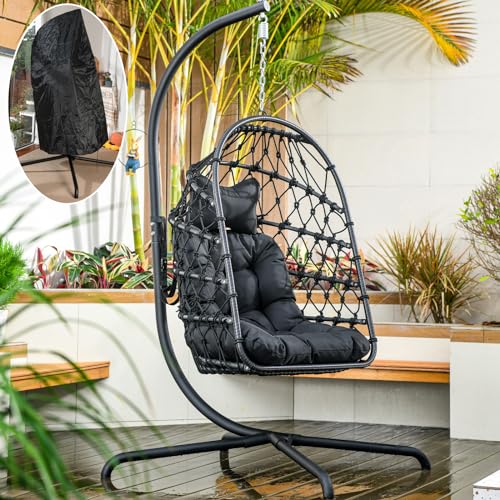 Bequemer Hängesessel für drinnen und draußen – Wetterfest und robust – Entspannung für Garten, Terrasse und Wohnzimmer – Bis 195 kg belastbar – Ideal für Outdoor-Liebhaber und Entspannungssuchende.