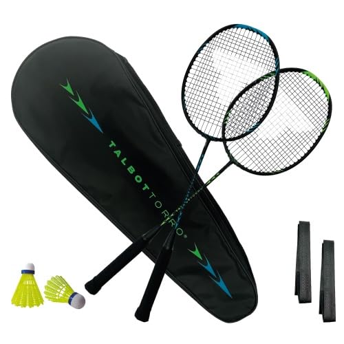 Perfektes Badminton Set für Anfänger & Fortgeschrittene – Leicht & Robust – 2 Carbon-Schläger, 2 Federbälle, 2 Griffbänder, Schlägertasche – Ideal für Indoor & Outdoor-Spaß mit Freunden!