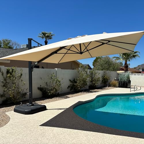 Maximale Schattenspende – Großer Ampelschirm für den Garten – Perfekter Sonnenschutz für Outdoor-Fans – Drehbar und neigbar – UV50+ Schutz – Beige – 400 x 400 cm – 360°Rotation