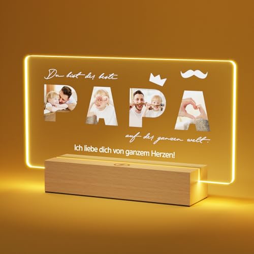 Personalisierte Nachtlampe für Papa – Einzigartiges Geschenk mit eigenem Bild – Perfekt für Väter zum Geburtstag oder Weihnachten – Von Tochter und Sohn – Unvergessliche Weihnachtsgeschenke für Papa