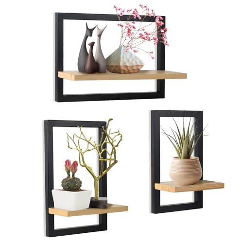 Organisieren Sie Ihr Zuhause mit Stil – Schwebende Wandregale für dekorative Aufbewahrung – Ideal für Bücher, Fotos und mehr – Perfekt für Schlafzimmer und Wohnzimmer – Braun.