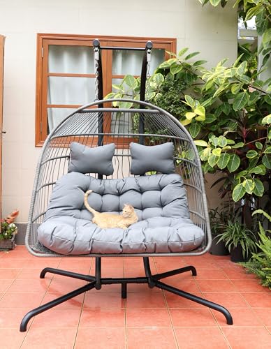 Gemütlicher Hängesessel für Zwei – Entspannen im Doppelpack! | Innen & Außen nutzbar, inkl. Sitzkissen & Schutzhülle | Perfekt für Garten, Terrasse und Pool – Genießen Sie gemeinsam entspannte Momente.