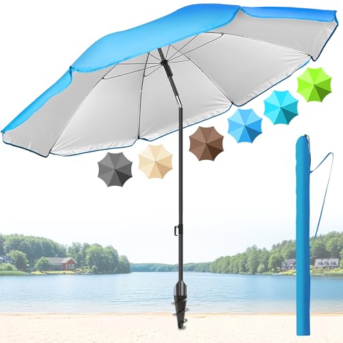 Sonnenschutz für den Strand – UPF 50+ Schutz vor UV-Strahlen – Perfekt für Familienausflüge ans Meer – Menz Sonnenschirm Strand, Ø 180 cm, windfest und stabil, inklusive Schutzhülle.