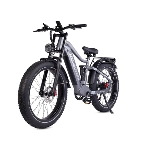 Erleben Sie grenzenlosen Fahrspaß – RZOGUWEX Elektrofahrrad: 26-Zoll-Offroad-EBIKE für Erwachsene. Abnehmbarer 48-V-25-Ah-Lithium-Ionen-Akku, 7 Gänge, Doppelstoßdämpfer, hydraulische Scheibenbremse. Perfekt für Abenteurer und Outdoor-Enthusiasten. Schwarz.