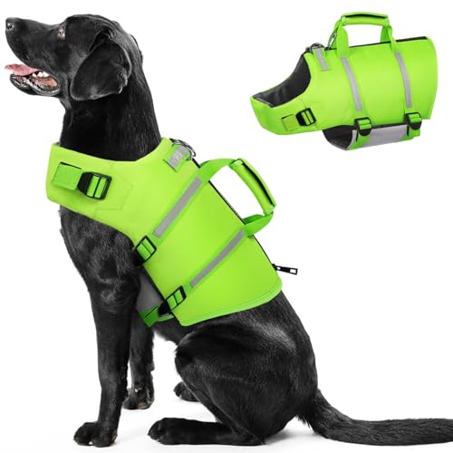 Sicherheit und Schutz im Wasser – Schwimmweste für Hunde mit Rettungsgriff und reflektierenden Streifen | Idealer Begleiter für kleine, mittelgroße und große Hunde beim Wassersport und Schwimmen