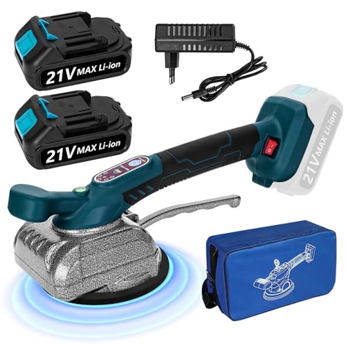 Fliesenverlegung leicht gemacht – Effizienter Fliesenrüttler für perfekte Ergebnisse – Ideal für Heimwerker und Profis – Yofuly Fliesenvibrator mit 5 einstellbaren Geschwindigkeiten und 2 Akkus.