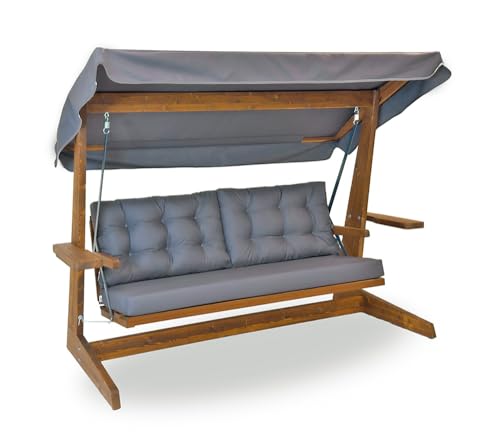 Entspannen Sie stilvoll im Garten – WESTMANN Holz Hollywoodschaukel Viva 2400 | Anthrazit | 237x115x175 cm | Perfekt für gemütliche Stunden im Freien.
