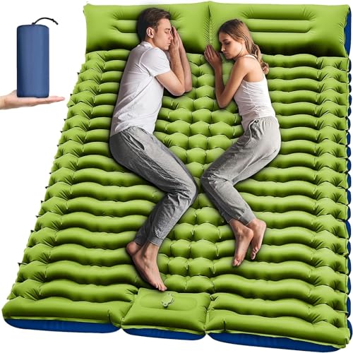 Komfortabel schlafen im Freien – Isomatte für 2 Personen – Ideal für Camping & Outdoor-Abenteuer – Selbstaufblasend & ultraleicht – Inklusive Fußpumpe & Kissen – Yuzonc