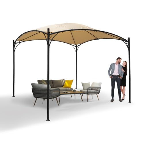 Genieße den Sommer im Garten - Rinia 3x3m Pergola Pavillon Terrassendach in beige für stabile Sonnenschutz. Perfekt für Terrasse, Carport, Grillen oder als Markise Vordach.