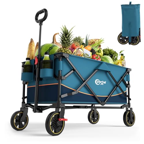 Faltbarer XXL Bollerwagen – Leicht und geräumig – Perfekt für Familienausflüge – Transportiert bis zu 120kg – Mit Getränkehalter & Seitentasche – Ideal für Garten, Camping, Strand und Festivals.