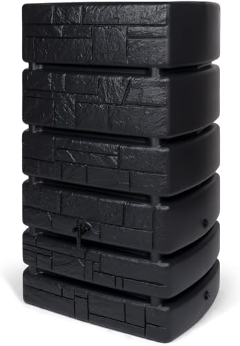 Wasserspeicher Deluxe – 500 Liter Nutzvolumen | Authentische Steinoptik | Ideal für Gartenliebhaber – Jetzt den Kreher XXL Wassertonne Tower Stone mit Wasserhahn sichern!