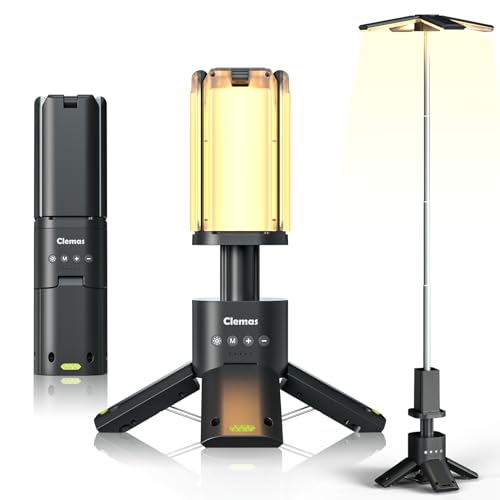 Clemas Teleskop Campinglampe – Hell, wiederaufladbar und magnetisch – Perfekt für Outdoor-Enthusiasten und Baustellenarbeiter – Dimmbar, tragbar und wasserdicht für vielseitige Beleuchtungserfordernisse.