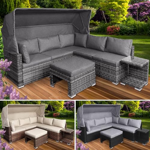 Entspannen Sie stilvoll im Freien – BRAST® Sonneninsel Lounge Set. Genießen Sie mit 2-6 Personen das Ambiente von 30 LEDs und bequemen Kissen. Perfekt für Outdoor-Enthusiasten und Gartenliebhaber.