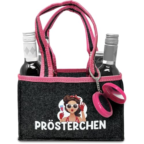 Modische Tragetasche aus Filz für 6 Flaschen – Praktisch und stilvoll unterwegs – Perfekt für JGA und Geburtstage – Für Frauen, die gerne feiern und gut aussehen.