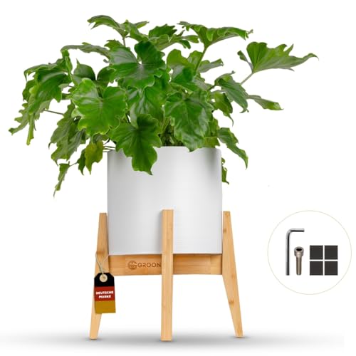 Blumenständer Holz - Stylischer Pflanzenhocker für großartige Pflanzenpräsentationen - ideal für Innen- und Außenbereiche - für alle Pflanzenliebhaber und Dekorationsbegeisterte geeignet - natürliches Design aus Bambus.