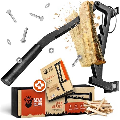 Holzspalten leicht gemacht - BearClaw Holzspalter manuell. Perfekt für Anzündholz und Spanmesser. Einfache Wandmontage für Indoor & Outdoor Nutzung. Inklusive Anleitung für schnelles und effizientes Holzspalten.