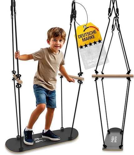 Outdoor-Spaß für Kinder! Skateboard Schaukel von PHIBER-SPORTS - Langlebig und wetterfest, mit Anti-Rutsch-Oberfläche. Perfekt zum Stehen oder Sitzen. Hol dir jetzt die ultimative Skateboardschaukel!